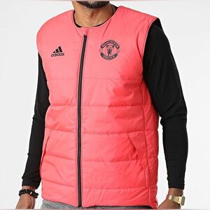 Adidas X Manchester United Men’s Reversible Neon Padded Puffer Vest Size XL